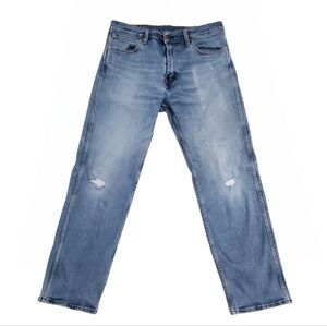Levi's Men's Blue Straight Jeans with Classic Distressing Size 33-30
